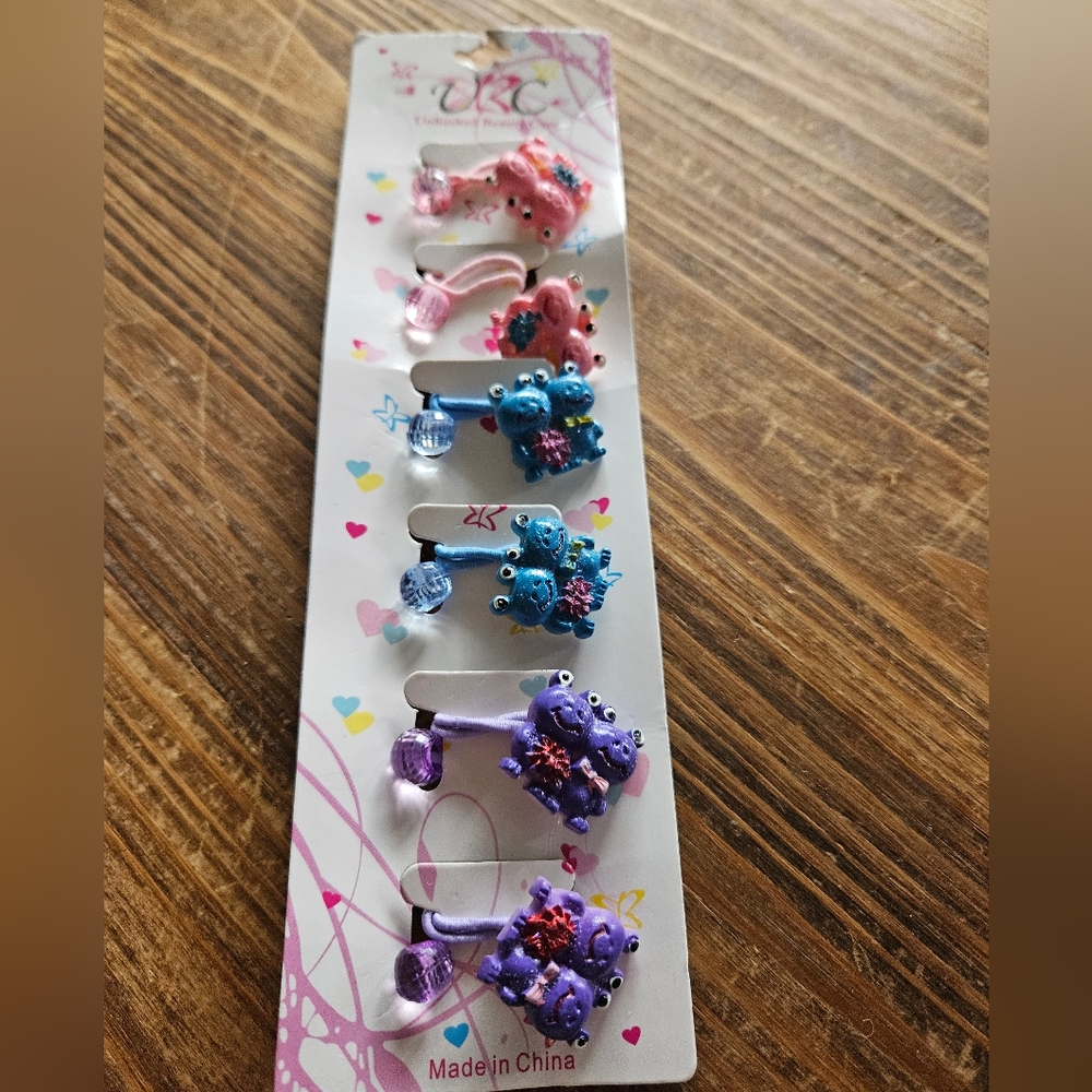 Kids Hair Clips Set - Pink, Blue, Purple